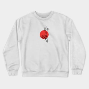 Wild flowers on a red circle background Crewneck Sweatshirt